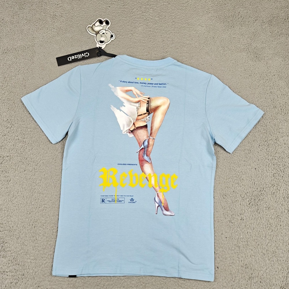 Civilized Shirt Mens Small Blue Revenge Pinup‎ Graphic Tee Streetwear New
